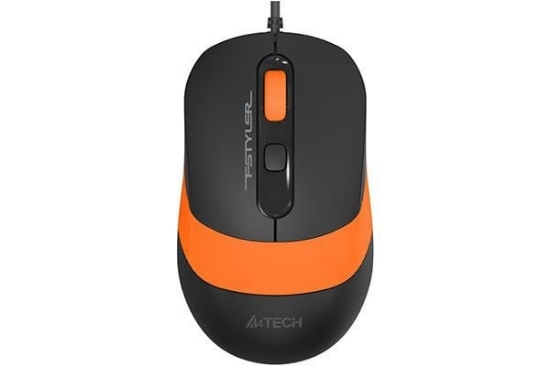 Imagine Mouse A4tech cu fir, interfata USB, rezolutie 1600 DPI, dimensiuni 108 x 64 x 35 mm, negru/portocaliu