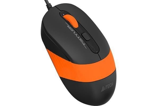 Imagine Mouse A4tech cu fir, interfata USB, rezolutie 1600 DPI, dimensiuni 108 x 64 x 35 mm, negru/portocaliu
