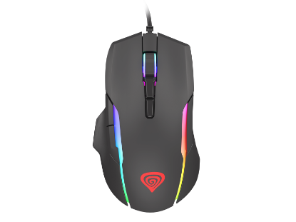 Imagine Mouse gaming cu fir Gensesis Xenon 220, senzor optic, interfata USB, rezolutie maxima 12800 DPI, numar butoane 7, iluminare RGB, silent switches, maximum frame rate 7 000 FPS, negru