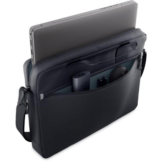 Imagine Dell Essential Briefcase 16" CC3624, Colour: Black, Notebook Compatibility:Fits most laptops with screen sizes up to 16" (max laptop dimension: 360 x 255 x 25 mm), Features:Made with solution-dyeing process for polyester that can generate up to 97% less greenhouse gas emissions, water impact and