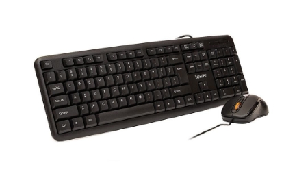 Imagine KIT Tastatura si Mouse Spacer SPDS-S6201 cu fir, USB, tastatura „SPKB- S62" + mouse optic „SPMO-F01", black, „SPDS-S6201”