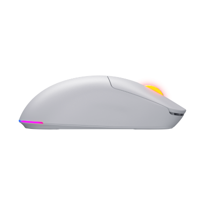 Imagine Mouse wireless Hator Quasar 3, conectivitate 2.4GHz, bluetooth si USB, polling rate pana la 1000Hz, rezolutie maxima 12000 DPI, capacitate baterie 600 mAh, durata de viata baterie in modul wireless pana la 100 ore, timp incarcare 2 ore, switch HATOR® Optical 100M, side switch Huano 3M, iluminare RGB