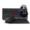 Imagine Kit Gaming Serioux Kayel 4 in 1, Tastatura de gaming, 104 taste, 19 taste Anti-ghosting , design slim, iluminare rainbow, structura metalica gri, taste negre + design cu palm rest, cablu USB 1.5M PVC, plug and play; Mouse gaming, senzor Sunplus 199, 800-6400 DPI, switch HUANO, pana la 20 milioane de