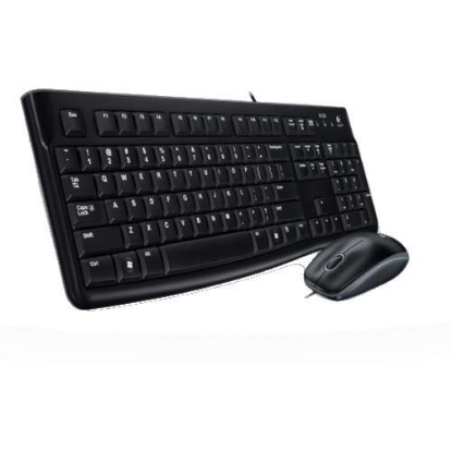 Imagine Kit Logitech MK120, tastatura cu fir standard, USB 2.0, mouse optic numar butoane/rotite scroll 3/1, negru