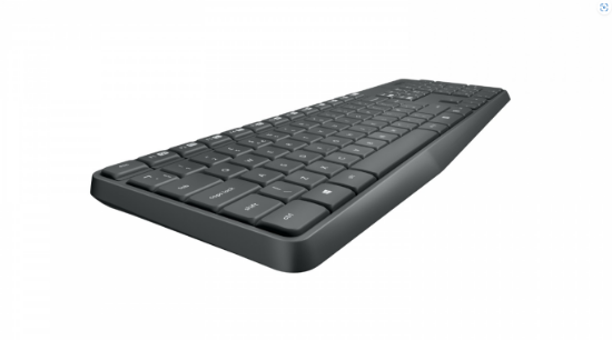 Imagine Kit Tastatura + mouse wireless Logitech MK235, interfata USB, distanta de operare pana la 10m, 100 taste, rezolutie mosue 1000 DPI, gri