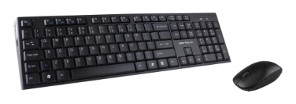 Imagine Kit tastatura + mouse Serioux NK9800WR, wireless 2.4GHz, US layout, multimedia, mouse optic 1200dpi, negru, USB, nano receiver