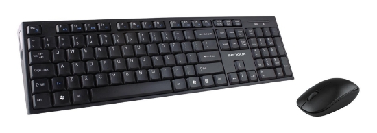 Imagine Kit tastatura + mouse Serioux NK9800WR, wireless 2.4GHz, US layout, multimedia, mouse optic 1200dpi, negru, USB, nano receiver