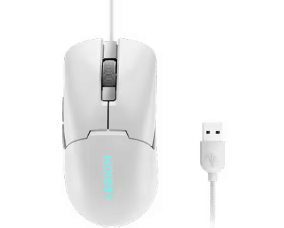 Imagine Mouse gaming Lenovo Legion M300s, Iluminare RGB, 8k DPI, Sensor Pixart, Glacier White