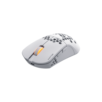 Imagine Mouse wireless Hator Stellar Pro, conectivitate 2.4GHz, bluetooth si USB, polling rate pana la 1000Hz, capacitate baterie 300mAh, durata de viata baterie in modul wireless pana la 18H (iluminare pornita), pana la 42 de ore (iluminare oprita), timp incarcare 2 ore, tip senzor Optical PixArt 3395