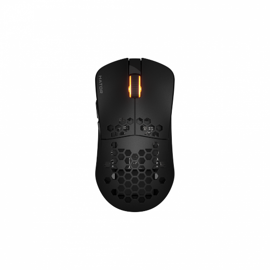 Imagine Mouse wireless Hator Stellar Pro, conectivitate 2.4GHz, bluetooth si USB, polling rate pana la 1000Hz, capacitate baterie 300mAh, durata de viata baterie in modul wireless pana la 18 ore (iluminare pornita), pana la 42 de ore (iluminare oprita), timp incarcare 2 ore, tip senzor Optical PixArt 3395