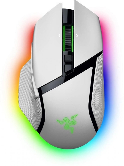 Imagine Razer Basilisk V3 Pro 35K, wireless, bluetooth, rezolutie maxima 35000 DPI,  iluminare Razer Chroma™ RGB, senzor Focus Pro 35K Optical Sensor Gen-2,  alb
