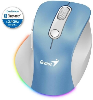 Imagine Mouse Genius, Ergo 9000S, PC sau NB, wireless, BT+2.4GHz, optic, 2400 dpi, butoane/scroll 6/1, albastru