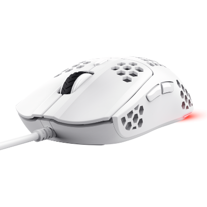 Imagine Mouse cu fir Trust GXT 928W Helox, rezolutie maxima 6400 DPI, 6 butoane, interfata USB-A, alb
