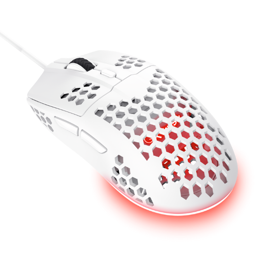Imagine Mouse cu fir Trust GXT 928W Helox, rezolutie maxima 6400 DPI, 6 butoane, interfata USB-A, alb