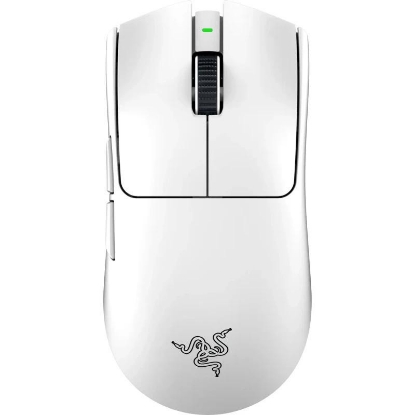 Imagine Mouse Razer Viper V3 Pro, conectivitate Razer HyperSpeed Wireless si prin fir, durata de viata baterie pana la 95 ore la 1000 Hz, pana la 62 ore la 2000 Hz, pana la 40 ore la  4000 Hz, pana la 17 ore la 8000 Hz, alb