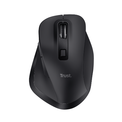 Imagine Mouse Trust Fyda ergonomic, reincarcabil, wireless RF 2.4GHz, USB2.0, 6 butoane, rezolutie 2400 DPI, negru
