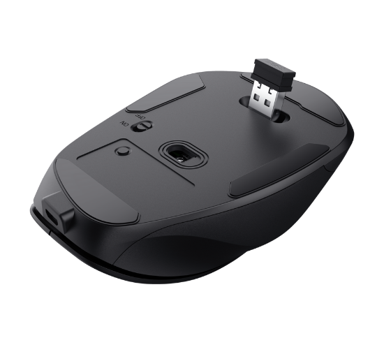 Imagine Mouse Trust Fyda ergonomic, reincarcabil, wireless RF 2.4GHz, USB2.0, 6 butoane, rezolutie 2400 DPI, negru