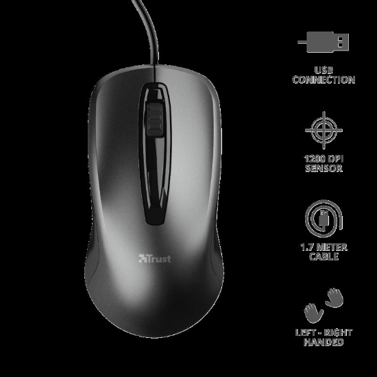 Imagine Mouse Trust Carve, USB Mouse, negru