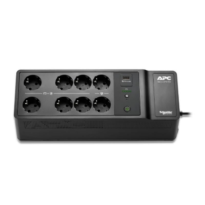 Imagine APC Back-UPS, 500VA/300W Floor/Wall Mount, 230V, 8x CEE 7/3 Schuko outlets, USB Type A Port, User Replaceable Battery,3 ani garantie echipament si 2 ani garantie baterie