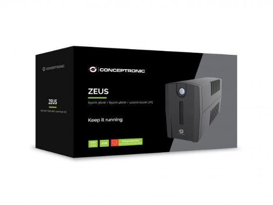 Imagine Conceptronic ZEUS02ES 850VA 480W UPS, Schuko x 2, HID USB, RJ45 In/Out, AVR, 96 x 286 x 138 mm