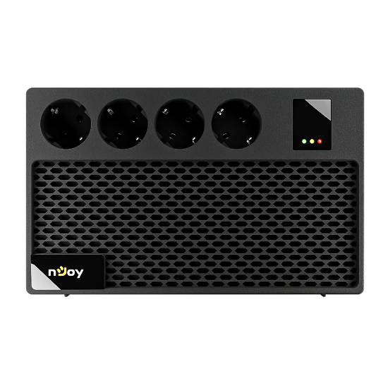 Imagine UPS nJoy Renton 650 Plus, 650VA / 360W, 4x prize Schuko conectate la baterie, fara display LCD, tensiune nominala de intrare 230V  Caracteristici Stabilizator (AVR) de tip Boost and Buck Functie auto-restart la revenirea tensiunii electrice Functie de incarcare in mod oprit Functie de pornire la