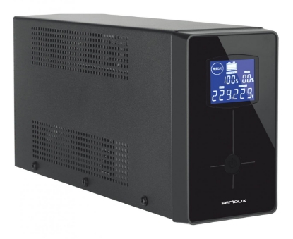 Imagine UPS Serioux Line Interactive 1500LI, ecran LCD, capacitate 1500VA/900W, 4 prize Schuko , baterie 12 V / 8.0 Ah × 2, timp mediu de functionare pe baterii 8 min - 50% sarcina, management USB/RJ45, software inclus