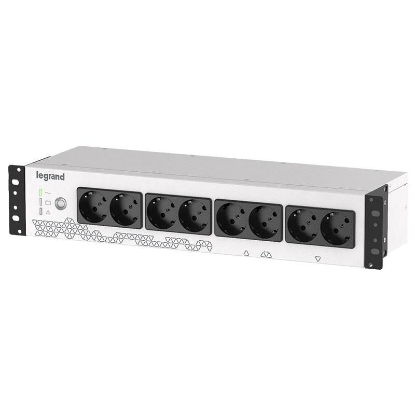 Imagine UPS Legrand Keor PDU monofazat, 800VA/480W, IN 1xIEC 10A OUT 8x Schuko, technologie off-line, conexiune USB HID, capacitate baterie 12V/9AH, 230V, dimensiuni 440x150x88mm, greutate 5kg