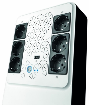Imagine UPS Legrand MULTIPLUG 800, 800VA/480W, 6x German standard sockets, USB charger, baterie 1x 12V 7.2Ah, 230V, tehnologie Line interactiv, dimensiuni 190 x 89.5 x 296mm