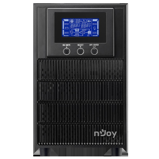 Imagine UPS nJoy Aten PRO 2000, 2000VA/ 1800W, On-line, LCD Display, 3 Prize Schuko cu Protectie, Management, Tower, Dubla conversie, Frequency Range 40Hz ~ 70 Hz, Connection port RS232 / USB / Intelligent Port, Dimensiuni: 397 x 145 x 220 mm, Greutate: 17 kg, Negru