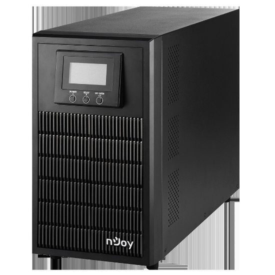 Imagine UPS nJoy Aten PRO 3000, 3000VA/2700W, On-line, LCD Display, 4 Prize Schuko cu Protectie, Management, Tower, Dubla conversie, Frequency Range 40Hz ~ 70 Hz, Connection port RS232 / USB / Intelligent Port, Dimensiuni: 421 x 190 x 318 mm, Greutate: 27.6 kg