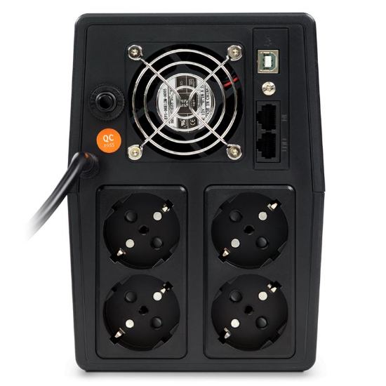Imagine UPS nJoy Horus Plus 1500, 1500VA/900W, Afisaj LCD cu ecran tactil, 4 Prize Schuko cu Protectie, Repornire Automata, RJ11 protectie pentru linia de telefon/modem, Posibilitatea de monitorizare si control prin USB, LAN si internet, port de comunicare USB, rata de eficienta pana la 90%