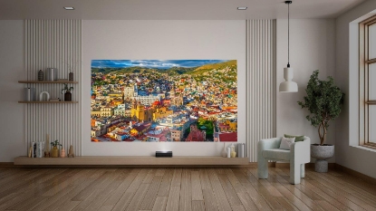 Imagine Videoproiector Optoma Photon Go, FHD 1920*1080, 650- 1200 lumeni, 800:1, 16:9/ 4:3, dimensiune maxima imagine 100'', laser 20.000 ore, distanta ultra scurta de proeictare, maxim 0.4m, HDMI, USB-C power, USB-A power 1A, 1 x S/PDIF, RJ45, WiFi 5GHz / Bluetooth 2 ways, 32- 35dB, IP2X, 24/7, 360 gr