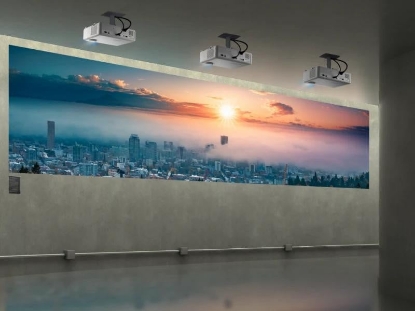 Imagine Videoproiector ViewSonic LS610HDH, FHD 1920* 1080, LED 60.000 ore, 5.000 lumeni, 3.000.000:1, zoom optoc 1.2x, dimensiune imagine 300", distanta proiectare 0.87-10.38 m, 27-32 dB, 2* HDMI, audio in/ out, USB Tip A (Alimentare): 1 (5V/1.5A), RS232, RJ45, difuzor 10W, 5kg, telecomanda cu laser