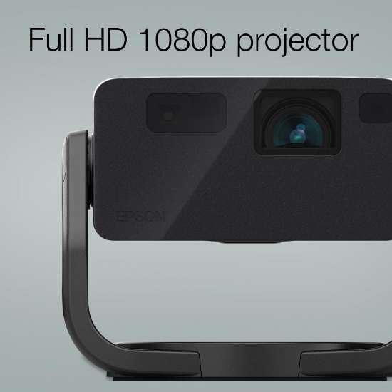 Imagine Proiector Epson EF-22B Proiector compact + stand,  cu proiecte de pana la 150", Tehnologie 3LCD, LCD 0.62", 1000 lumeni (500 mod economic), Full HD, Aspect: 16:9, Contrast: 5.000.000 : 1, Sursa lumina: Laser, Durata de viata sursa lumina: 20.000 ore, Refresh rate: 200 Hz - 240 Hz, 16.77 Milioane