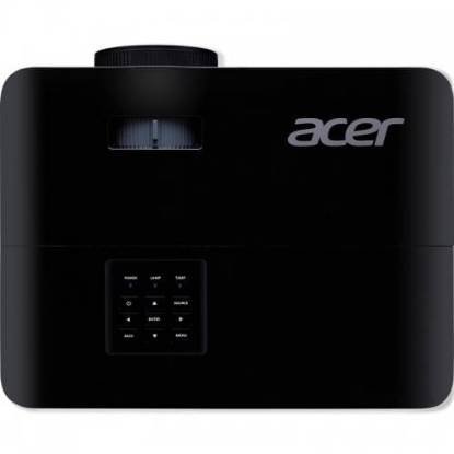 Imagine Videoproiector Acer X129H, XGA 1024* 768, up to WUXGA 1920* 1200, 4.800 lumeni/ 3840 lumeni ecomode, 4:3/ 16:9, 20.000:1, dimensiune maxima imagine 300", distanta maxima de proiectie 11.8 m, boxa 3W, lampa 6.000 ore/ 15.000 ore exteme eco, 27 dB, 2.8 kg, D-sub, HDMI, PC audio in/ out, Composite