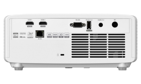 Imagine Videoproiector Optoma ZH520, FHD 1920* 1080, 5.500 lumeni, 3.000.000:1, 16:9/ 4:3/ 16:10, +/-30°, dimensiune maxima imagine 322", laser 30.000 ore, distanta maxima de proiectie 8 m, zoom 1.3, 2* HDMI, Audio 3.5mm, USB-A power 1.5A, RS232, RJ45, 29- 31 dB, Full 3D, Security bar, Kensington Lock