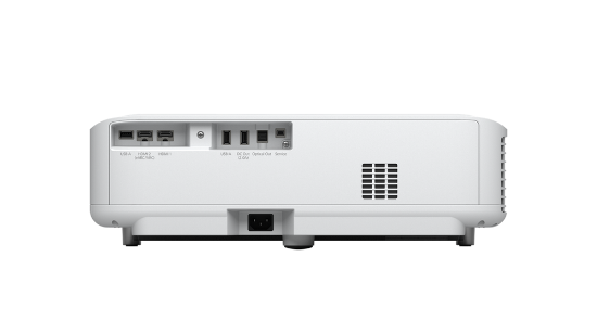 Imagine Videoproiector Epson EH-LS650W, 3LCD, Smart laser 4K PRO-UHD1 Ultra- short-throw, 3.600 lumeni, 4K enhancement, 16:9, 2.500.000:1, HDR10, HLG, zoom 2.5, dimensiune maxima imagine 120", distanta minima de proiectie 0.4 m, 3* USB 2.0-A, USB 2.0 Type B (Service Only), Wireless LAN IEEE