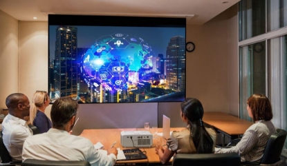 Imagine Videoproiector OPTOMA ZH450, DLP laser 30.000 ore, FHD 1920*1080, 4500 lumeni, 300.000:1, 16:9/ 4:3, dimensiune maxima imagine 322", distanta maxima de proiectie 10 m, zoom 1.6x, 2* HDMI, USB-A power 1.5A, audio out, RS232, RJ45, 29- 31 dB, 3D ready, Security bar, Kensington Lock, protejare cu